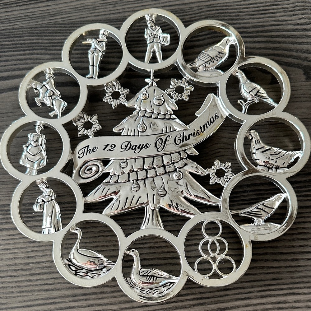 Silver Plated 12 Days of Christmas Trivet
